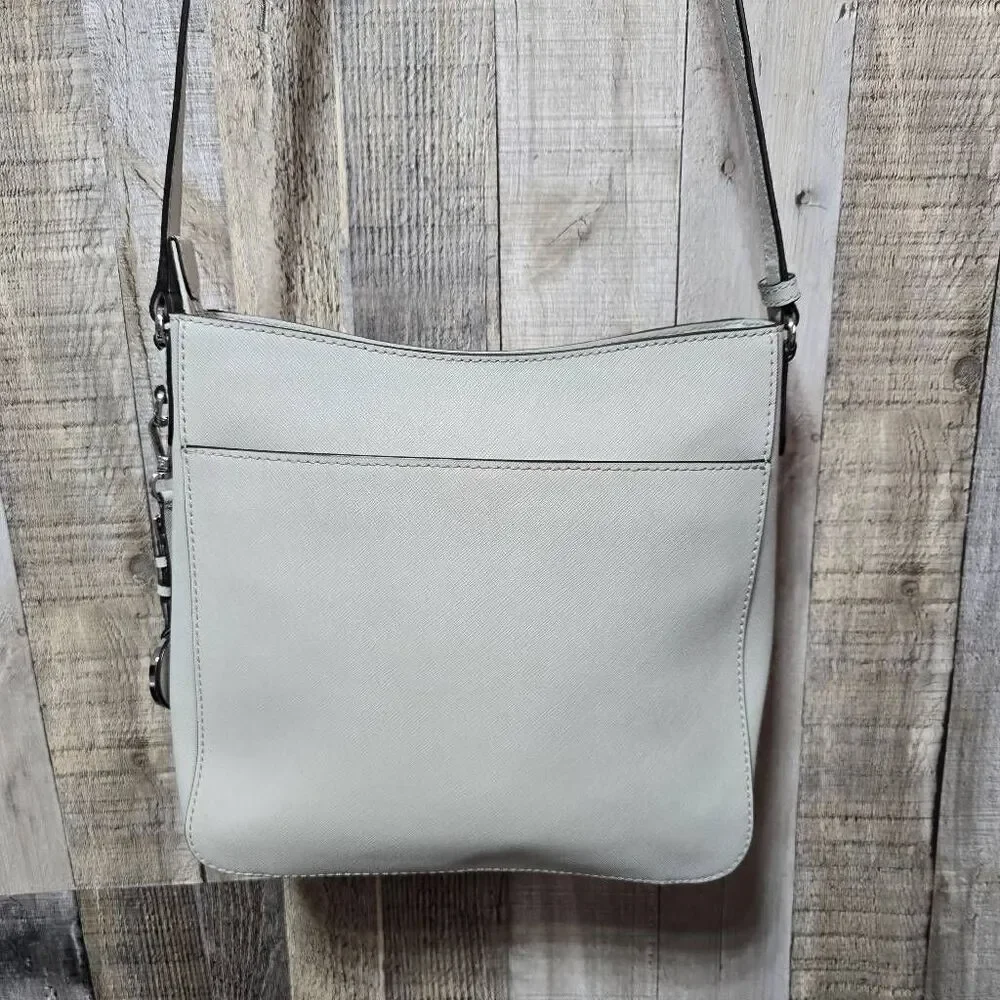 Michael Kors Jet Set Large Saffiano Leather Messenger Bag Grey Crossbody